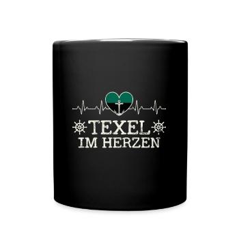 Texel im Herzen Herzschlag Holland - Tasse einfarbig - Schwarz - Vorne