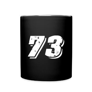 73 Zahl Symbol - Tasse einfarbig - Schwarz - Vorne