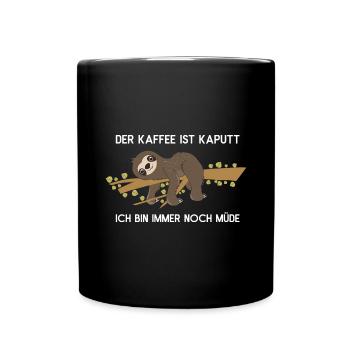 Sloth Faulenzer Süßes Faultier Geschenk - Tasse einfarbig - Schwarz - Vorne
