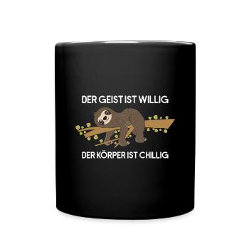 Sloth Faulenzer Süßes Faultier Geschenk - Tasse einfarbig - Schwarz - Vorne