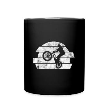 BMX Rad Fahrrad Retro Geschenk Bicycle Motocross - Tasse einfarbig - Schwarz - Vorne