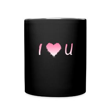 I Love u, ich liebe Dich, I love you - Tasse einfarbig - Schwarz - Vorne