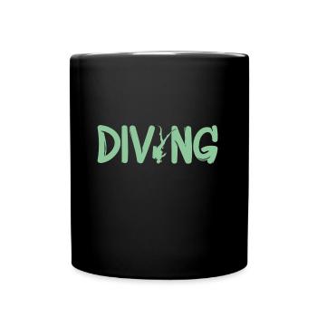 Tauchen, Diving, Tauchlehrer - Tasse einfarbig - Schwarz - Vorne
