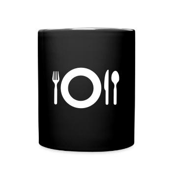Couteau et fourchette - boisson nourriture repas - Mug uni - noir - Devant