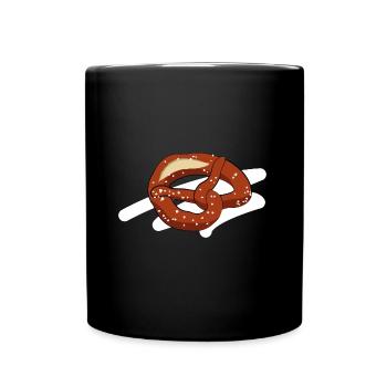 Bayrische Brezel Laugengebäck - Tasse einfarbig - Schwarz - Vorne