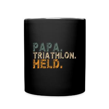 Triathlon Triathlet Papa Opa Mann witziger Spruch - Tasse einfarbig - Schwarz - Vorne