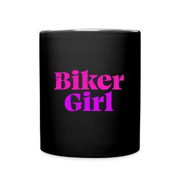 Biker Girl - Motorradfahrerin Design - Tasse einfarbig - Schwarz - Vorne
