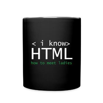 HTML Editor Hypertext Markup Language Web Document - Full Colour Mug - black - Front