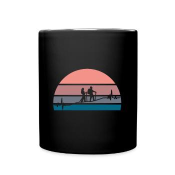 Coucher de soleil sur le battement de cœur de la randonnée - Mug uni - noir - Devant