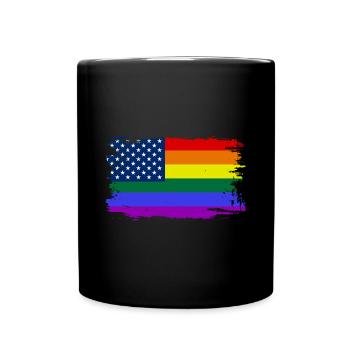 Rainbow Pride USA Flagge - Tasse einfarbig - Schwarz - Vorne