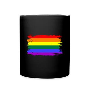 Drapeau de la fierté arc-en-ciel LGBT - Mug uni - noir - Devant