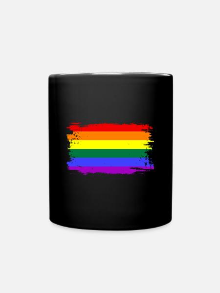 Drapeau de la fierté arc-en-ciel LGBT - Mug uni - noir