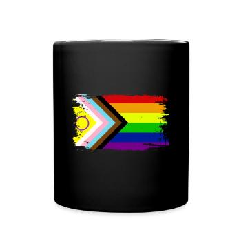 Progress Pride 2023 Flagge - Tasse einfarbig - Schwarz - Vorne