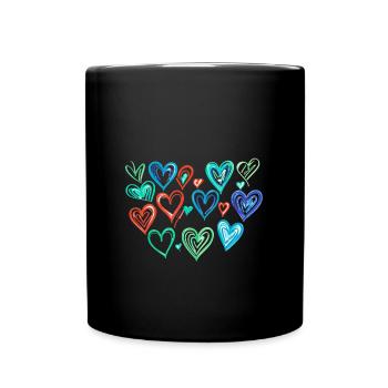 Hearts,Drawing,Colorful,Colored Pencils - Full Colour Mug - black - Front