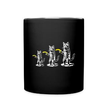 Retro Katze mit Banane Meme lustig retro Frauen - Tasse einfarbig - Schwarz - Vorne