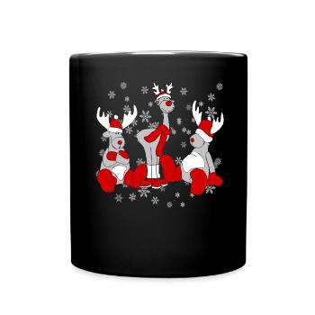 Weihnachts Elche - Tasse einfarbig - Schwarz - Vorne