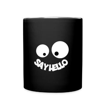 Say Hello Smiley - Tasse einfarbig - Schwarz - Vorne