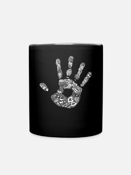 Hand handprint ornaments gift over white - Full Colour Mug - black