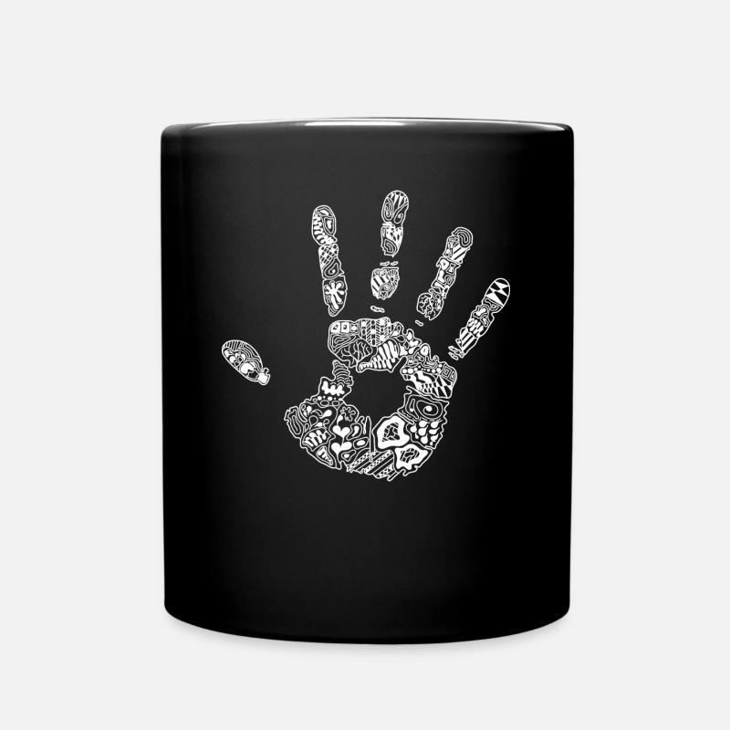 Cadeau d'ornements main empreinte sur blanc - Mug uni - noir