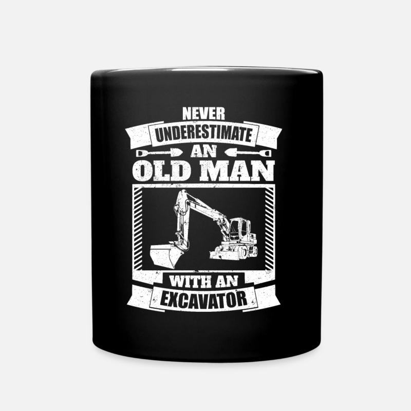 Excavator digger driver gift - Full Colour Mug - black