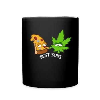 Grass and pizza - Full Colour Mug - black - Front