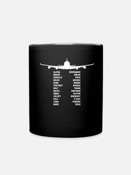 Pilotenalphabet - Tasse einfarbig - Schwarz