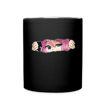Anime Mädchen - Tasse einfarbig - Schwarz - Vorne