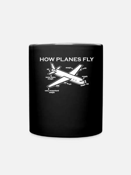 Wie Flugzeuge fliegen - Tasse einfarbig - Schwarz