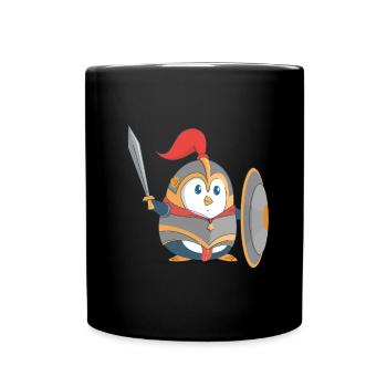Pinguin Ritter - Tasse einfarbig - Schwarz - Vorne