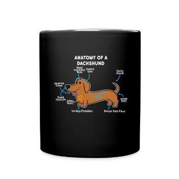 Hund Dackel - Tasse einfarbig - Schwarz - Vorne