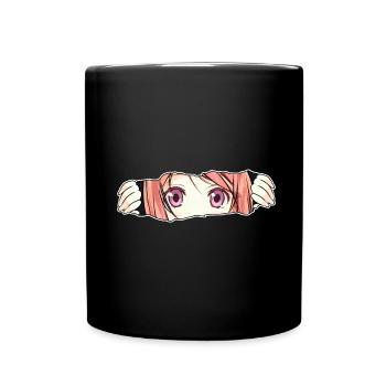 Anime Girl Große Augen - Tasse einfarbig - Schwarz - Vorne