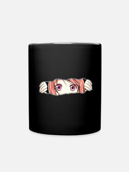 Anime Girl Big Eyes - Full Colour Mug - black