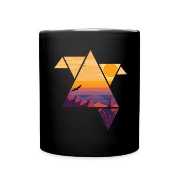 Origami Paysage montagneux abstrait - Mug uni - noir - Devant