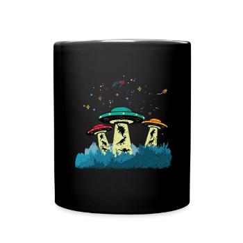 Dinos UFOs Aliens - Tasse einfarbig - Schwarz - Vorne