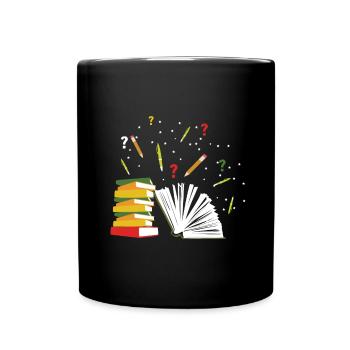 Bücher Bibliothek - Tasse einfarbig - Schwarz - Vorne