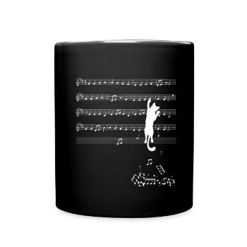 Katze Musik - Tasse einfarbig - Schwarz - Vorne