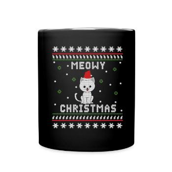 Ugly Christmas Katzen - Tasse einfarbig - Schwarz - Vorne