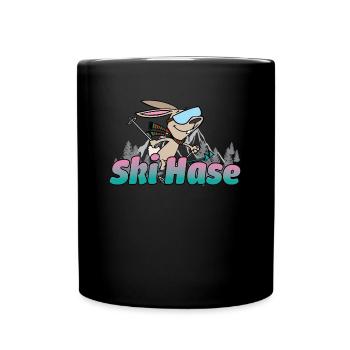 Skihase Snowboard Ski für Après-Ski - Tasse einfarbig - Schwarz - Vorne