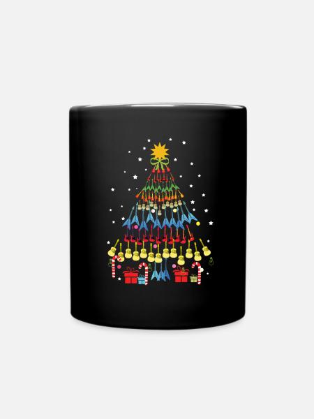 Guitars Christmas tree - Full Colour Mug - black