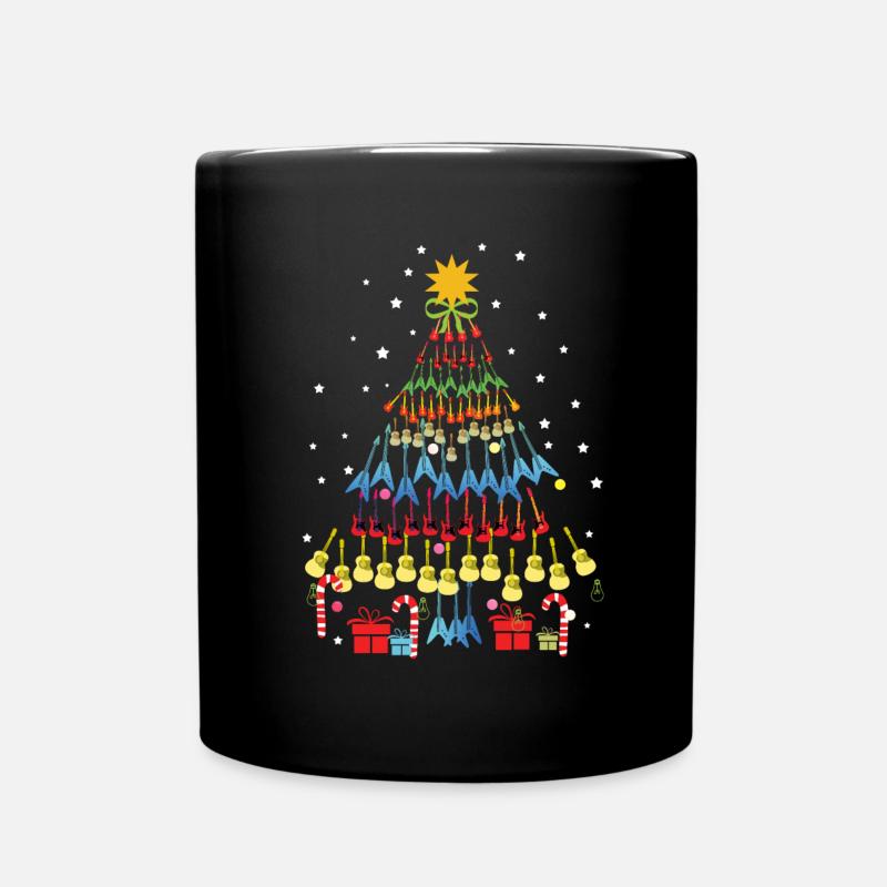 Guitars Christmas tree - Full Colour Mug - black