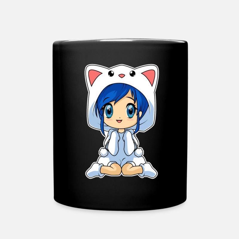 Anime Chibi Mädchen - Tasse einfarbig - Schwarz