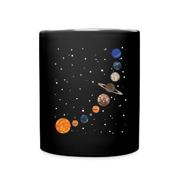 Milchstraße Planeten - Tasse einfarbig - Schwarz - Vorne