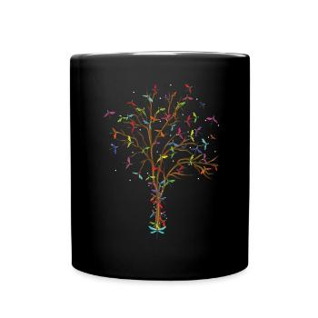 Libelle Baum - Tasse einfarbig - Schwarz - Vorne