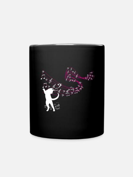 Cat attrape des notes de musique - Mug uni - noir