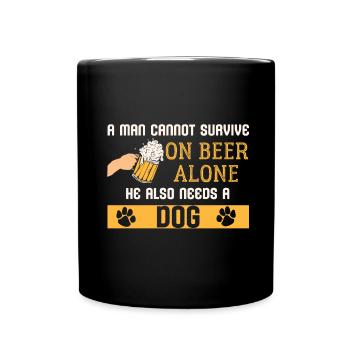 Bière et chiens - Mug uni - noir - Devant