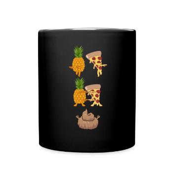 Ananas et pizza fusion - Mug uni - noir - Devant