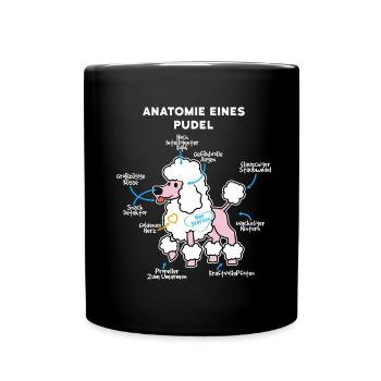 Anatomie Eines Pudel - Tasse einfarbig - Schwarz - Vorne