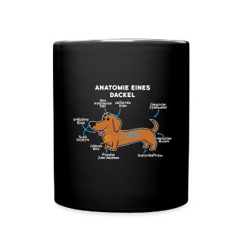 Anatomie Eines Dackel - Tasse einfarbig - Schwarz - Vorne