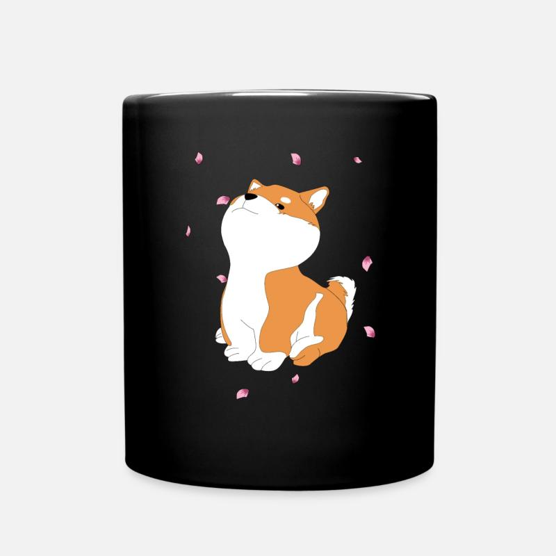 Shiba Inu Kirschblüte - Tasse einfarbig - Schwarz