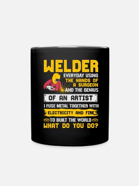 Welder I build the world - Full Colour Mug - black